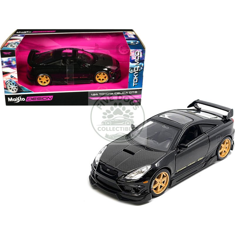 toyota celica gt s black with carbon hood and sunroof "maisto design tokyo mod" series 1/24 diecast model car by maisto