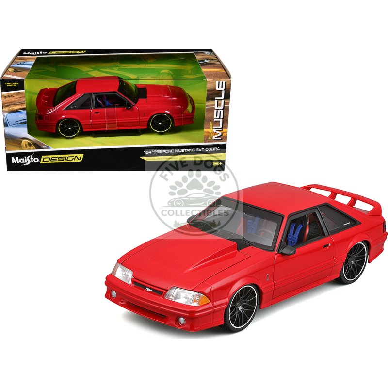 1993 ford mustang svt cobra red "classic muscle" "maisto design" series 1/24 diecast model car by maisto