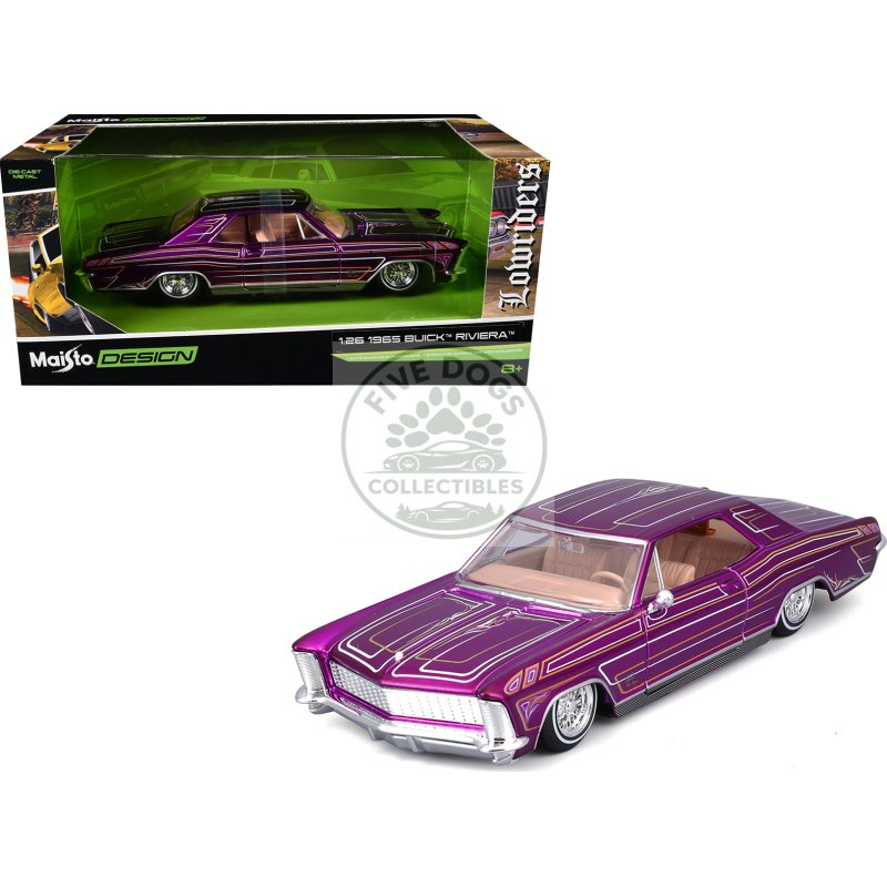 1965 buick riviera lowrider purple metallic with graphics "lowriders" series 1/26 diecast model car by maisto