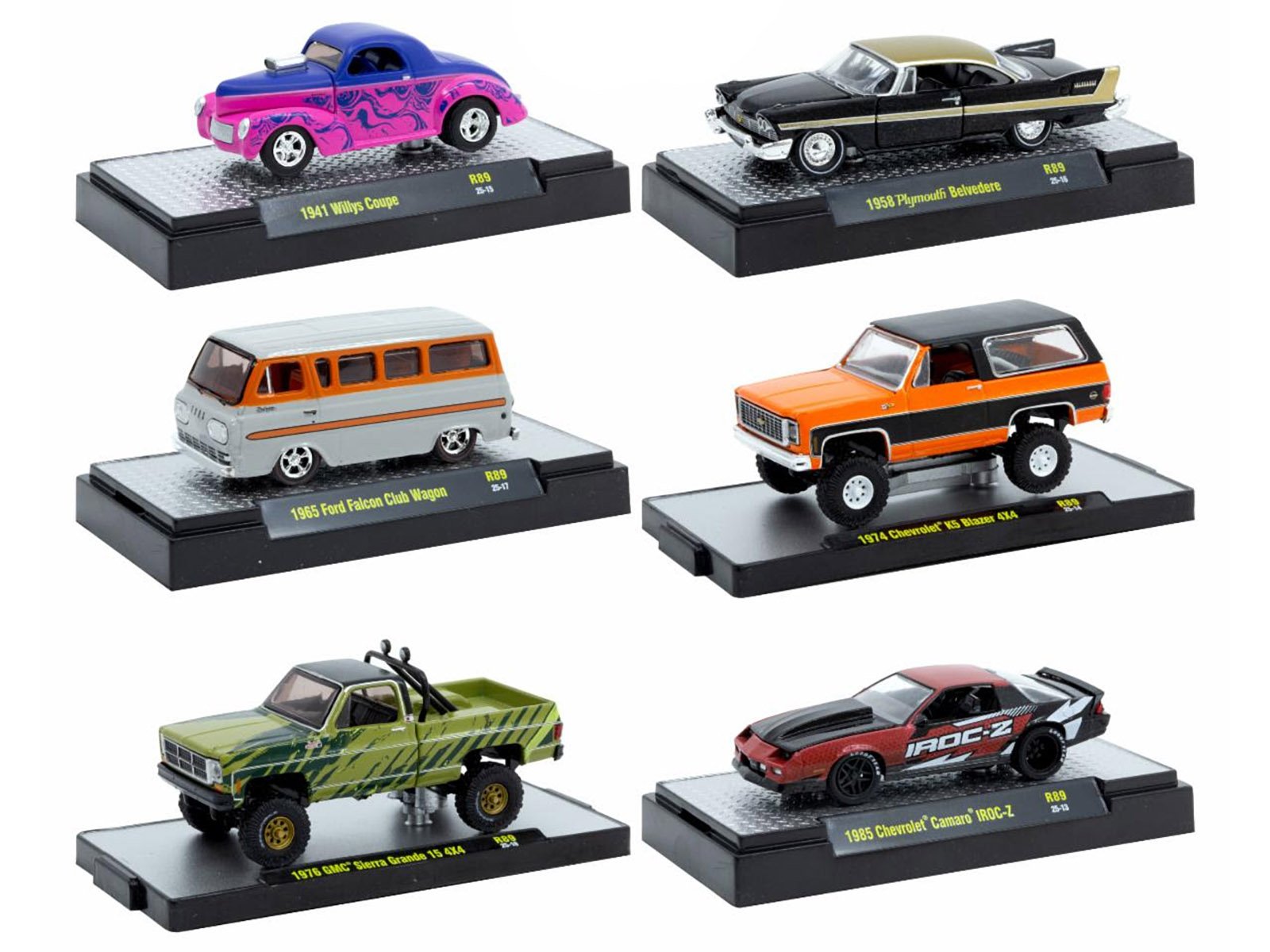"auto meets" set of 6 cars in display cases release 89 limited edition 1/64 diecast model cars by m2 machines "auto meets" set of 6 cars in display cases release 89 limited edition 1/64 diecast model cars by m2 machines