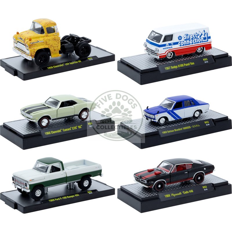 "auto meets" set of 6 cars in display cases release 93 limited edition 1/64 diecast model cars by m2 machines