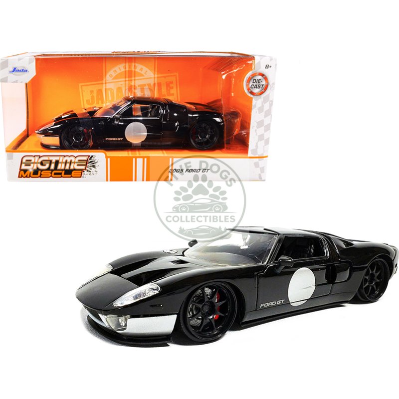 2005 ford gt black and silver "bigtime muscle" series 1/24 diecast model car by jada
