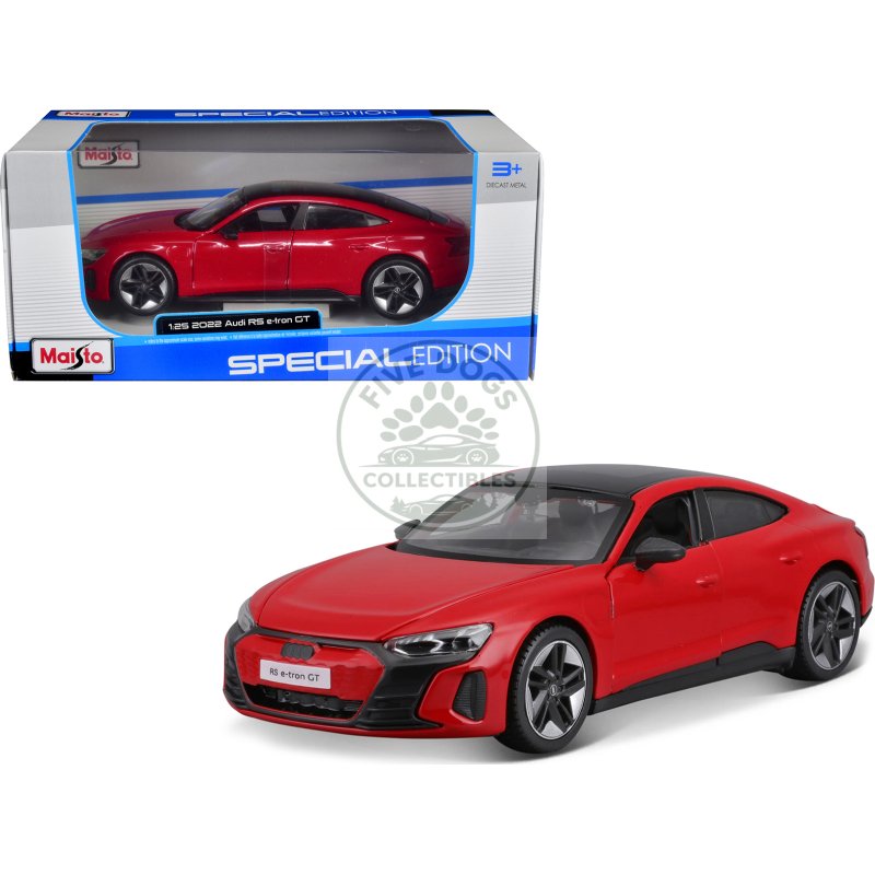 2022 audi rs e tron gt red with black top and sunroof "special edition" series 1/25 diecast model car by maisto