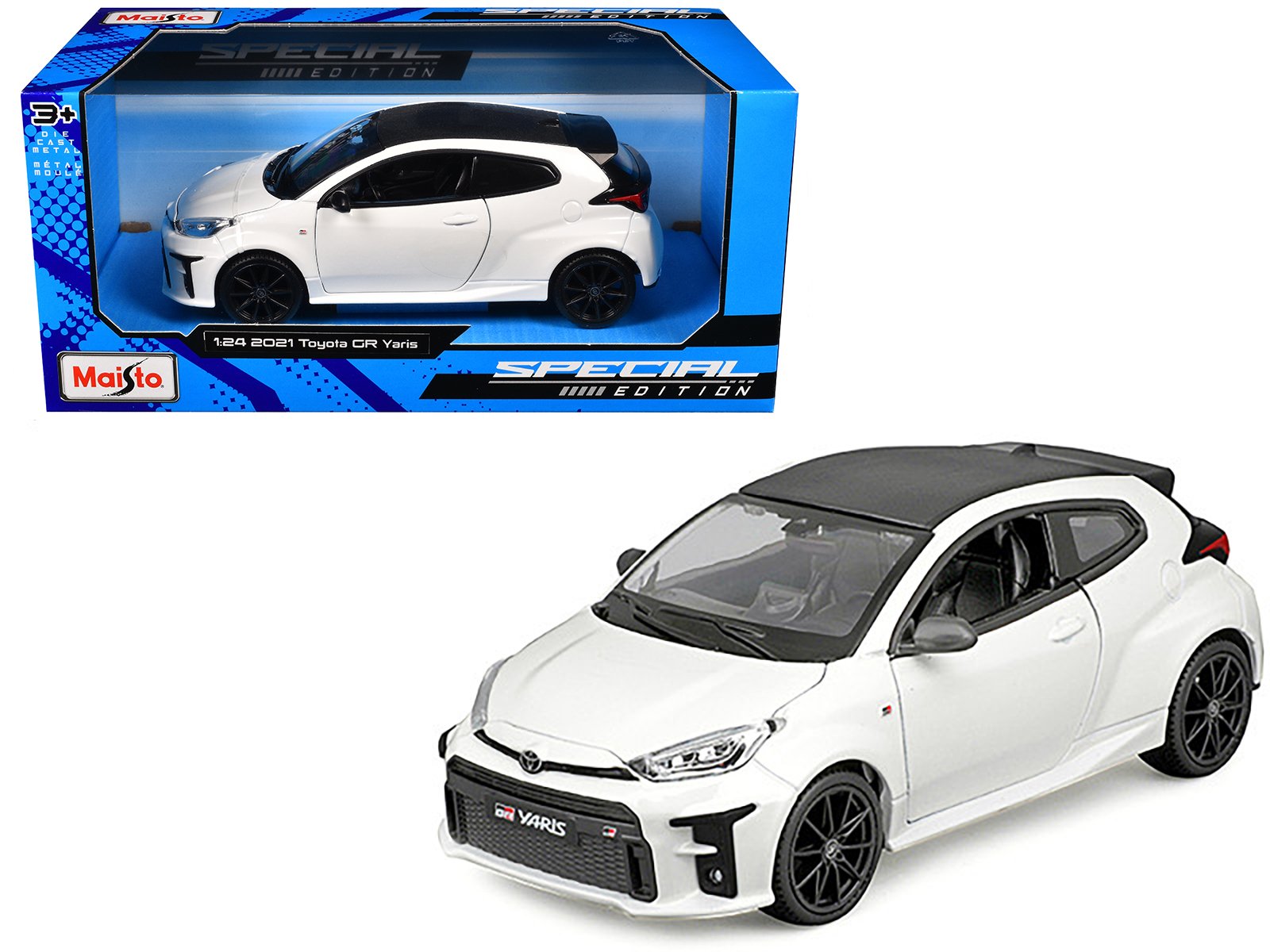 2021 toyota gr yaris white with carbon top "special edition" series 1/24 diecast model car by maisto 2021 toyota gr yaris white with carbon top "special edition" series 1/24 diecast model car by maisto