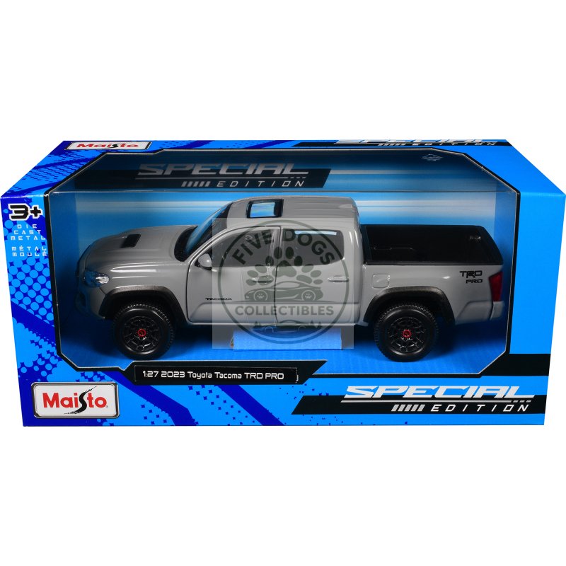 2023 toyota tacoma trd pro pickup truck gray with sunroof "special edition" series 1/27 diecast model car by maisto