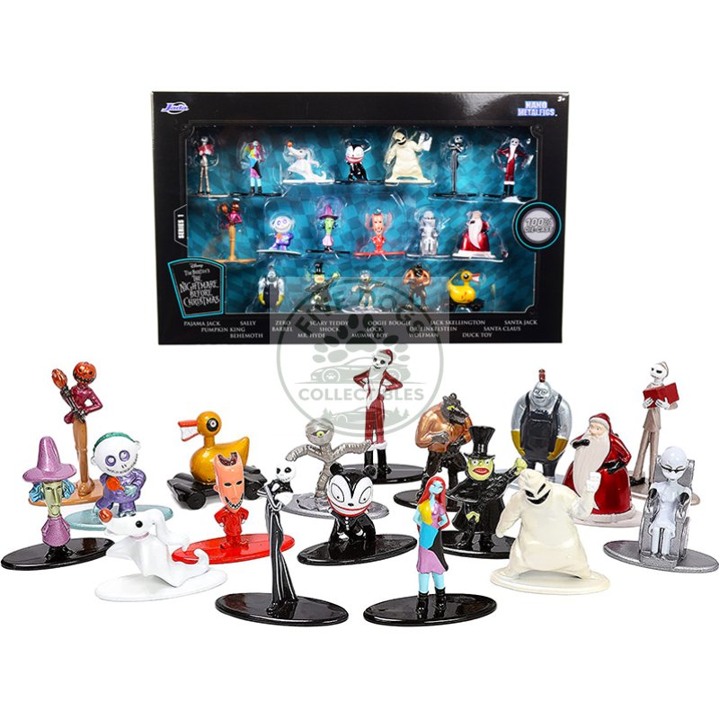 tim burton's "the nightmare before christmas" set of 18 diecast figurines "nano metalfigs" series by jada