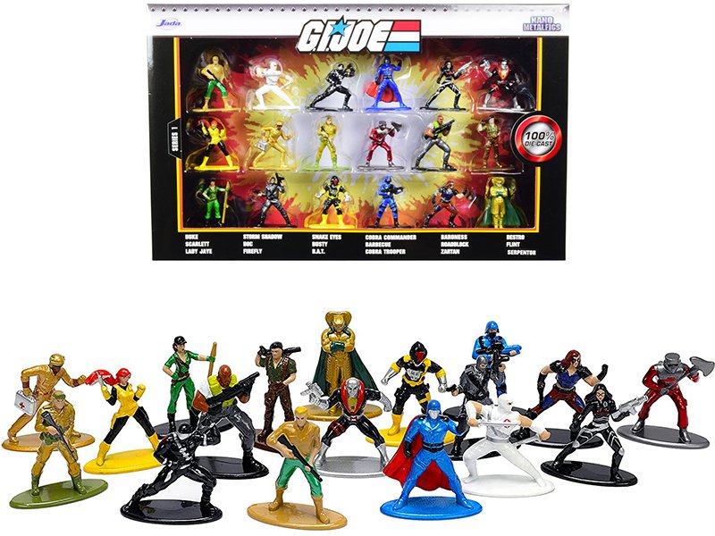 "g.i. joe" set of 18 diecast figurines "nano metalfigs" series by jada "g.i. joe" set of 18 diecast figurines "nano metalfigs" series by jada