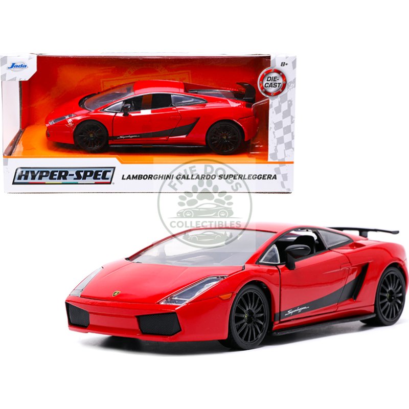 lamborghini gallardo superleggera red with black stripes "hyper spec" series 1/24 diecast model car by jada