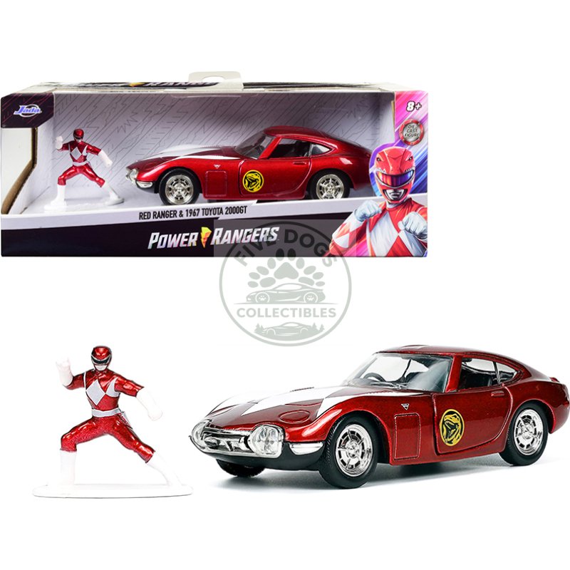 1967 toyota 2000gt rhd (right hand drive) red metallic and red ranger diecast figurine "power rangers" "hollywood rides" series 1/32 diecast model car by jada