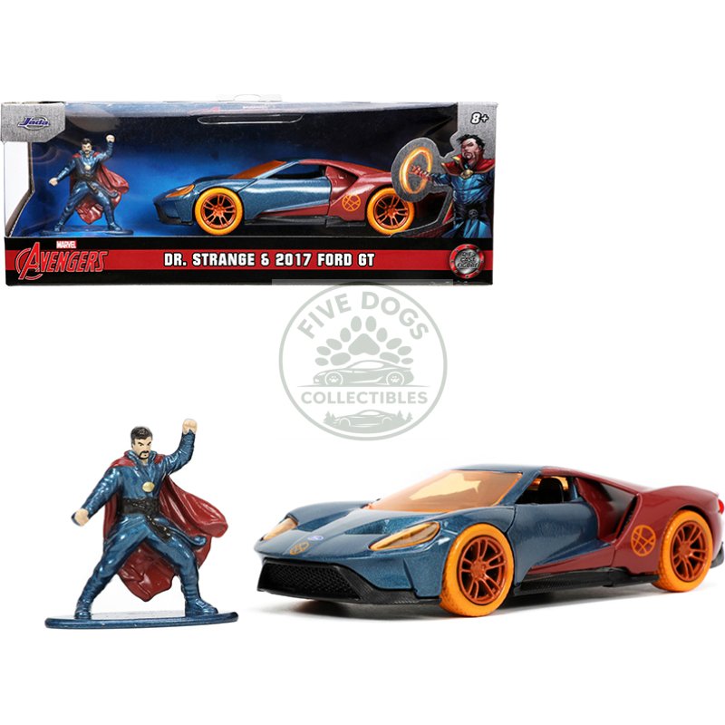 2017 ford gt and doctor strange diecast figurine "avengers" "marvel" series "hollywood rides" 1/32 diecast model car by jada