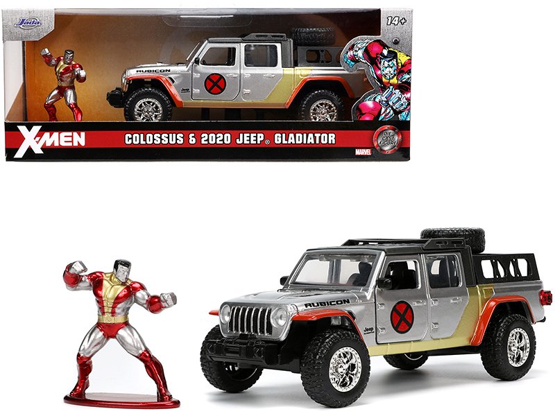 2020 jeep gladiator pickup truck silver and colossus diecast figurine "x men" marvel "hollywood rides" series 1/32 diecast model car by jada 2020 jeep gladiator pickup truck silver and colossus diecast figurine "x men" marvel "hollywood rides" series 1/32 diecast model car by jada