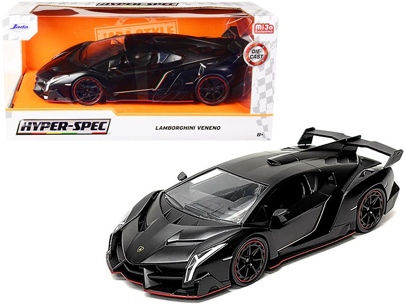 lamborghini veneno matt black "hyper spec" series 1/24 diecast model car by jada lamborghini veneno matt black "hyper spec" series 1/24 diecast model car by jada