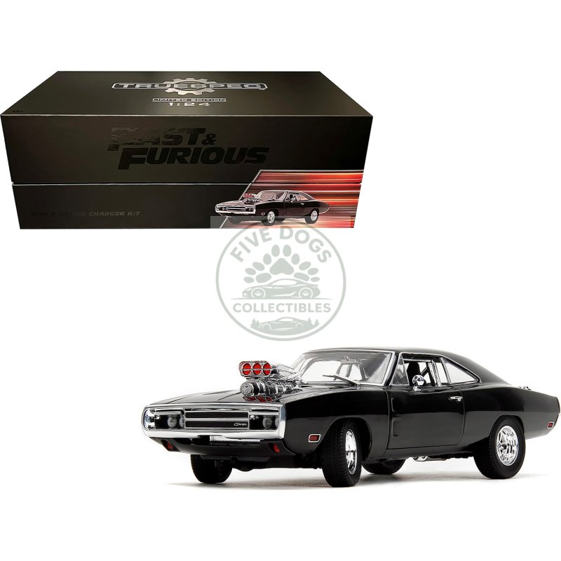 dom's dodge charger r/t black "fast & furious" (2009) movie "truespec" series 1/24 diecast model car by jada