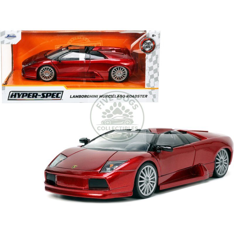 lamborghini murcielago roadster red metallic "hyper spec" series 1/24 diecast model car by jada