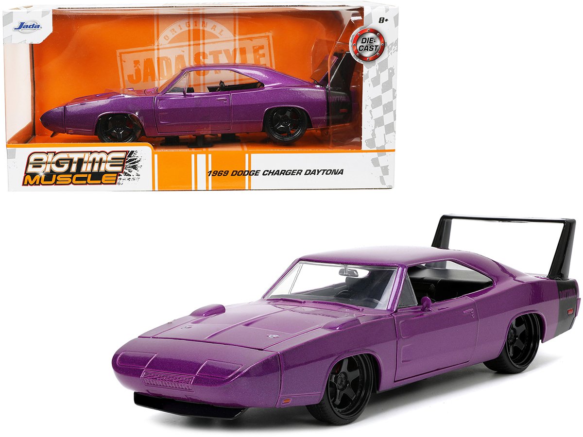 1969 dodge charger daytona purple metallic with black tail stripe "bigtime muscle" series 1/24 diecast model car by jada 1969 dodge charger daytona purple metallic with black tail stripe "bigtime muscle" series 1/24 diecast model car by jada