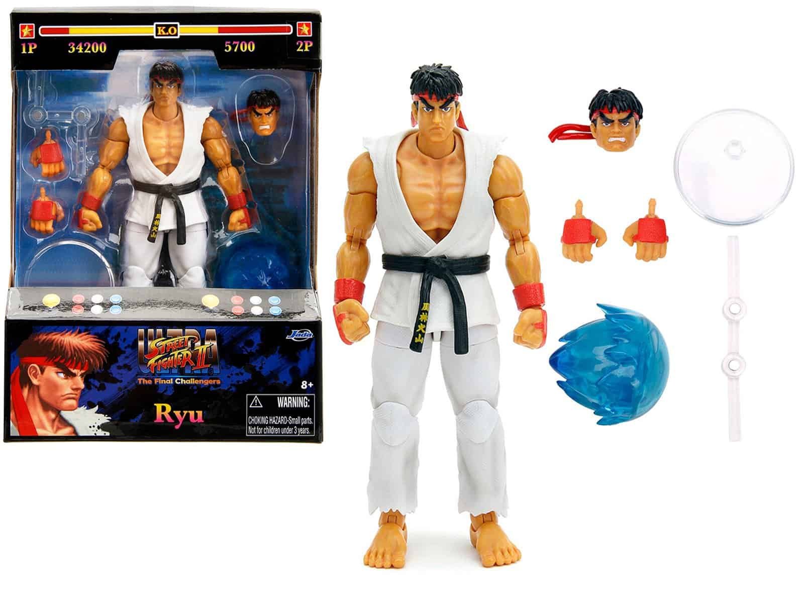 Shonen Ryu Action Figure with Accessories Ryu action figure from Street Fighter with interchangeable hands and accessories.