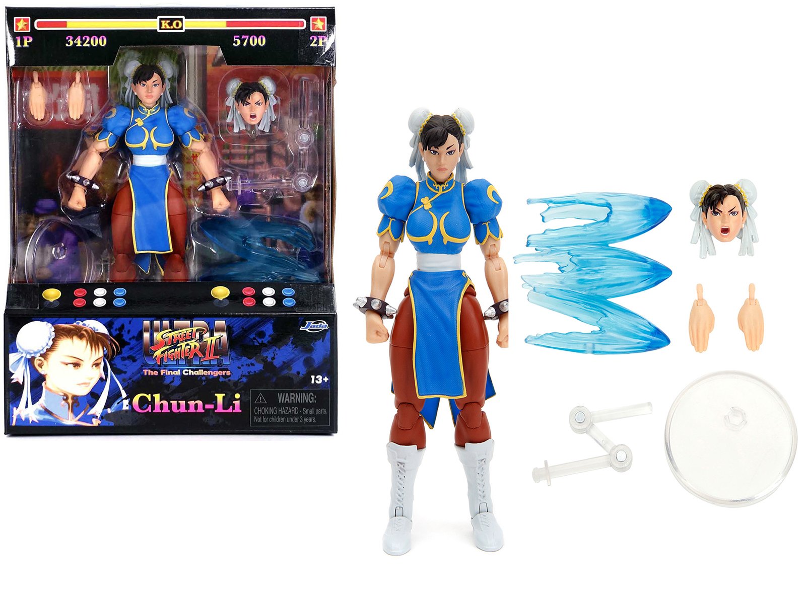 chun li 6" moveable figure with accessories and alternate head and hands "ultra street fighter ii: the final challengers" (2017) video game model by jada chun li 6" moveable figure with accessories and alternate head and hands "ultra street fighter ii: the final challengers" (2017) video game model by jada
