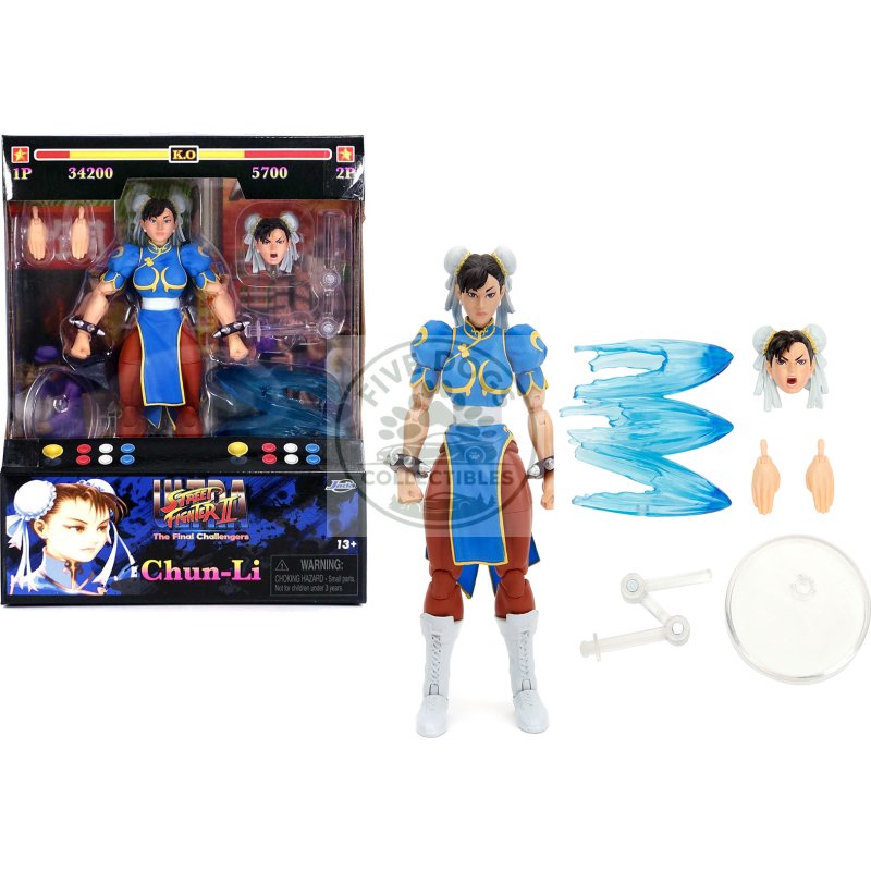chun li 6" moveable figure with accessories and alternate head and hands "ultra street fighter ii: the final challengers" (2017) video game model by jada