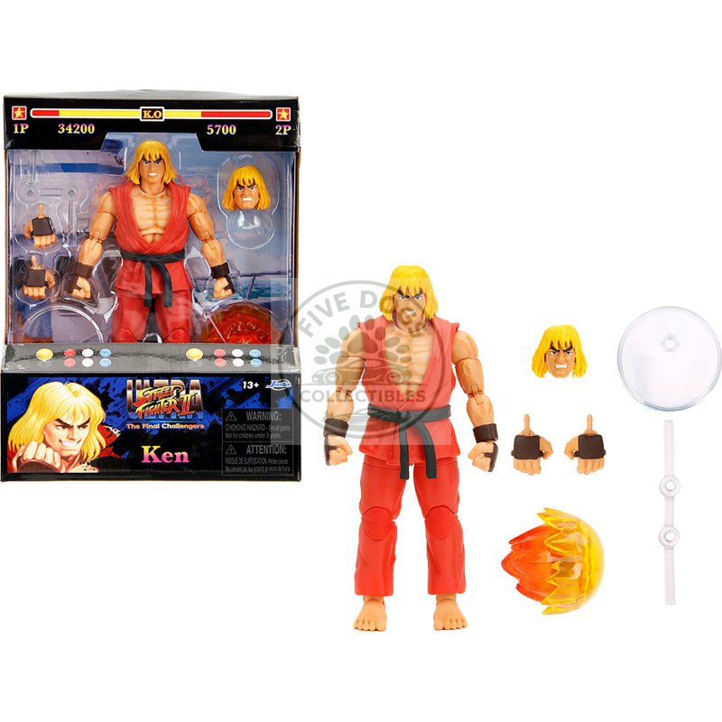 ken 6" moveable figure with accessories and alternate head and hands "ultra street fighter ii: the final challengers" (2017) video game model by jada