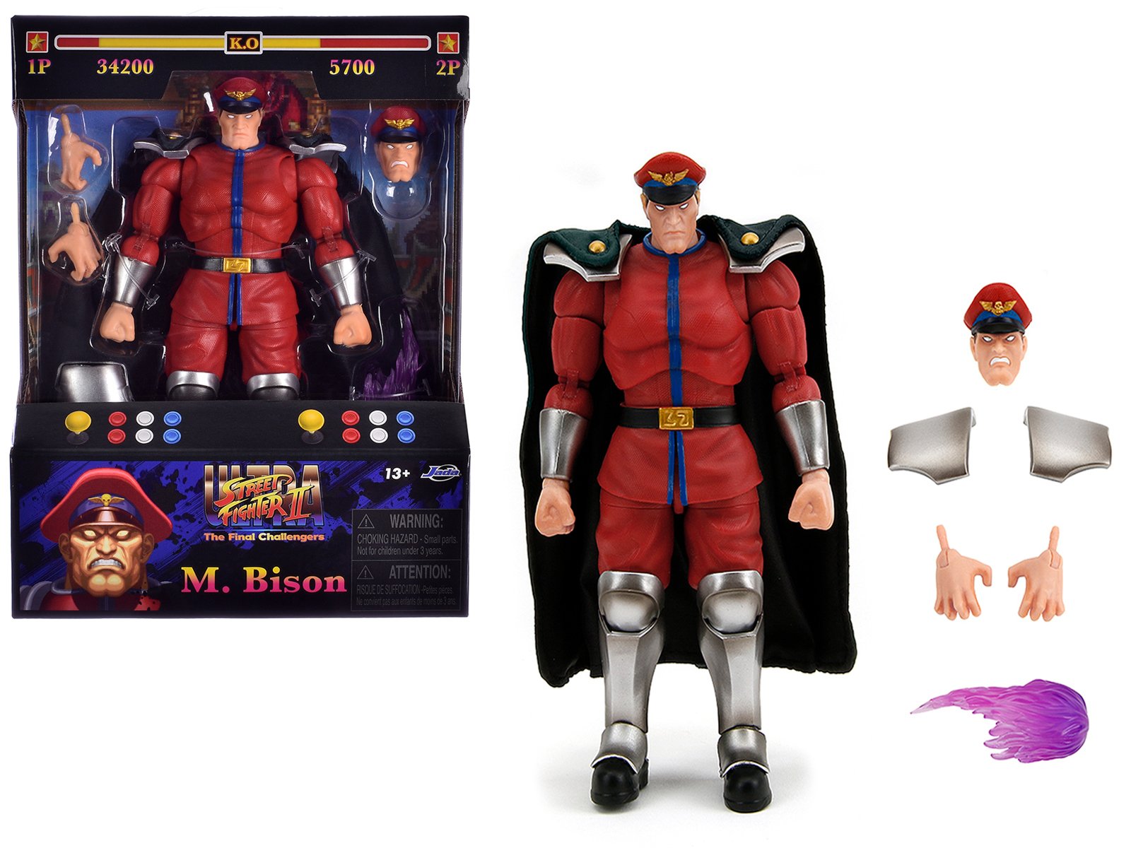 m. bison 6" moveable figure with accessories and alternate head and hands "ultra street fighter ii: the final challengers" (2017) video game model by jada m. bison 6" moveable figure with accessories and alternate head and hands "ultra street fighter ii: the final challengers" (2017) video game model by jada