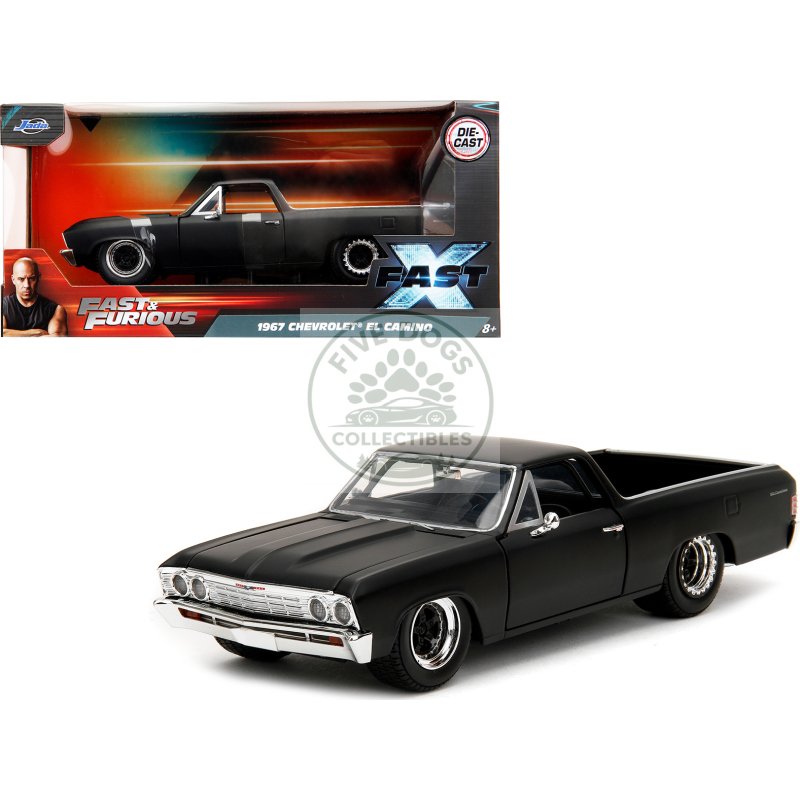 1967 chevrolet el camino matt black "fast & furious" series 1/24 diecast model car by jada
