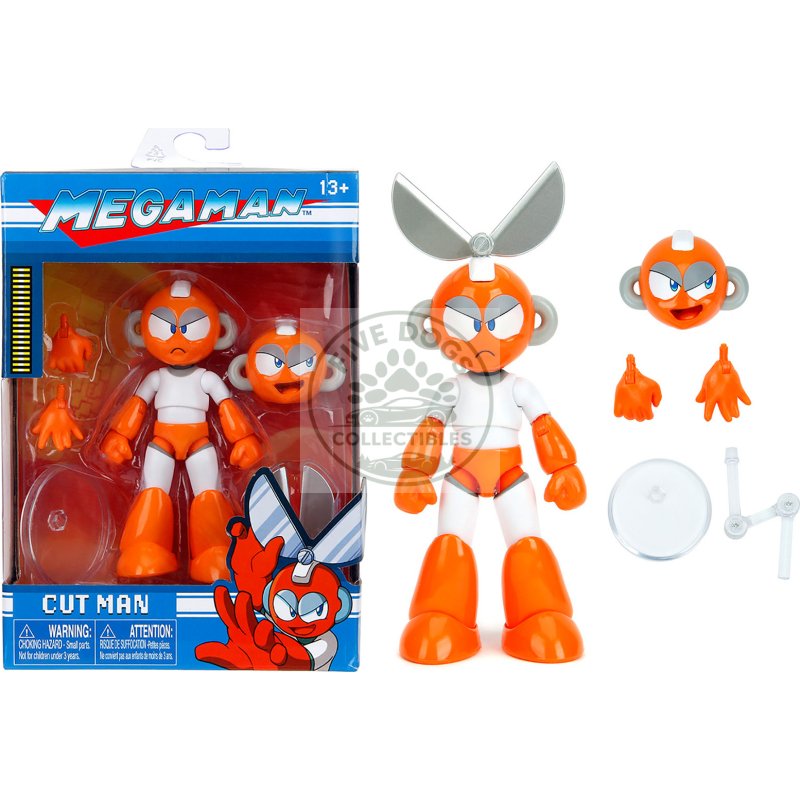 cut man 4.5" moveable figure with accessories and alternate head and hands "mega man" (1987) video game model by jada