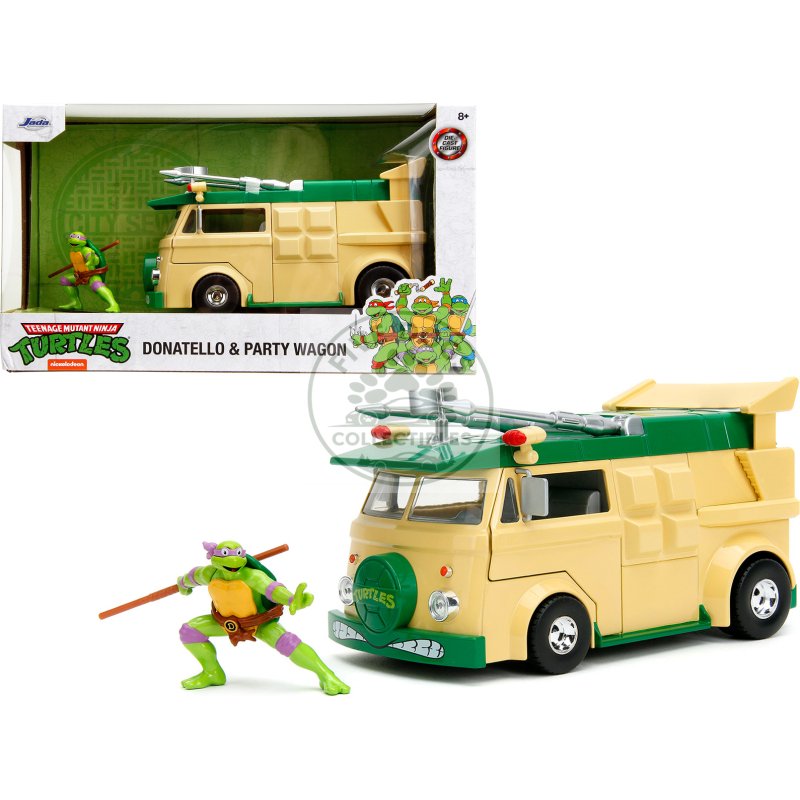 party wagon green and beige and donatello diecast figure "teenage mutant ninja turtles" "hollywood rides" series diecast model by jada