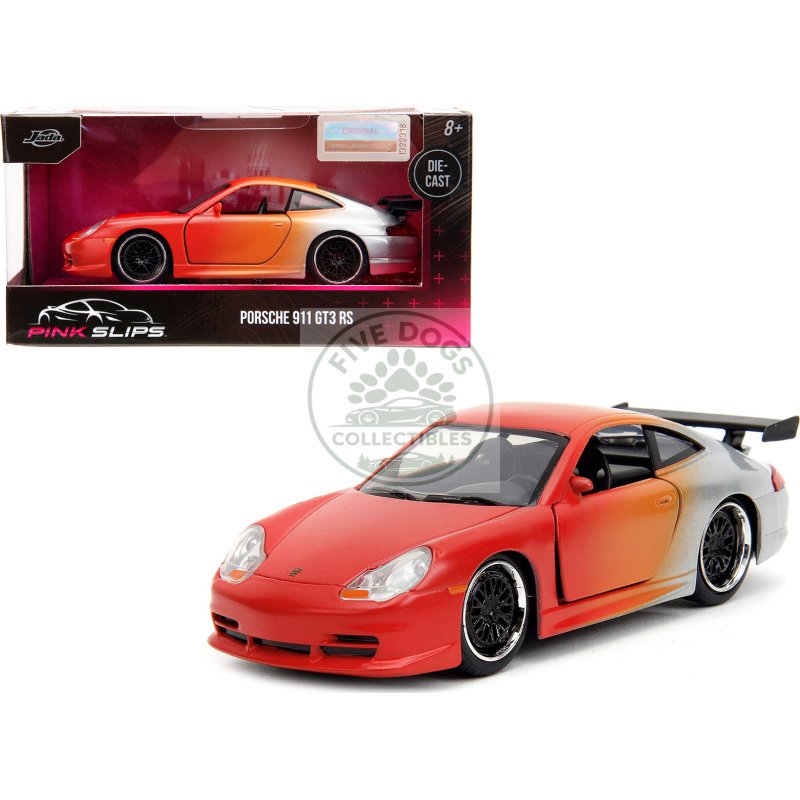 porsche 911 gt3 rs matt orange and silver metallic "pink slips" series 1/32 diecast model car by jada