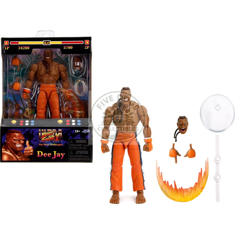 dee jay 6" moveable figure with accessories and alternate head and hands "ultra street fighter ii: the final challengers" (2017) video game model by jada