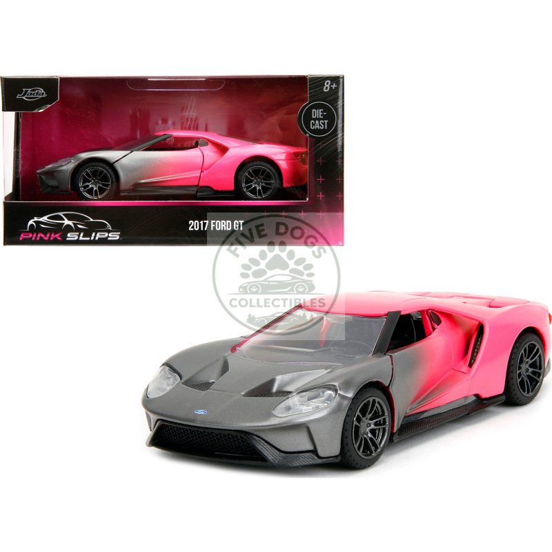 2017 ford gt gray metallic and pink gradient "pink slips" series 1/32 diecast model car by jada