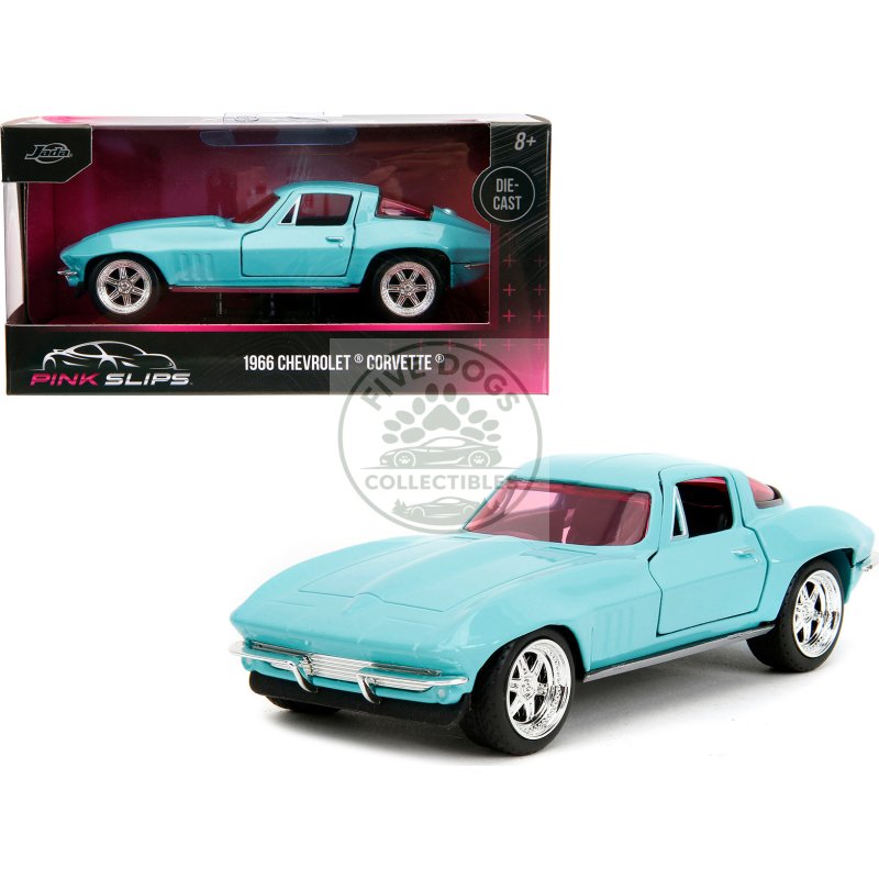 1966 chevrolet corvette light blue with pink tinted windows "pink slips" series 1/32 diecast model car by jada