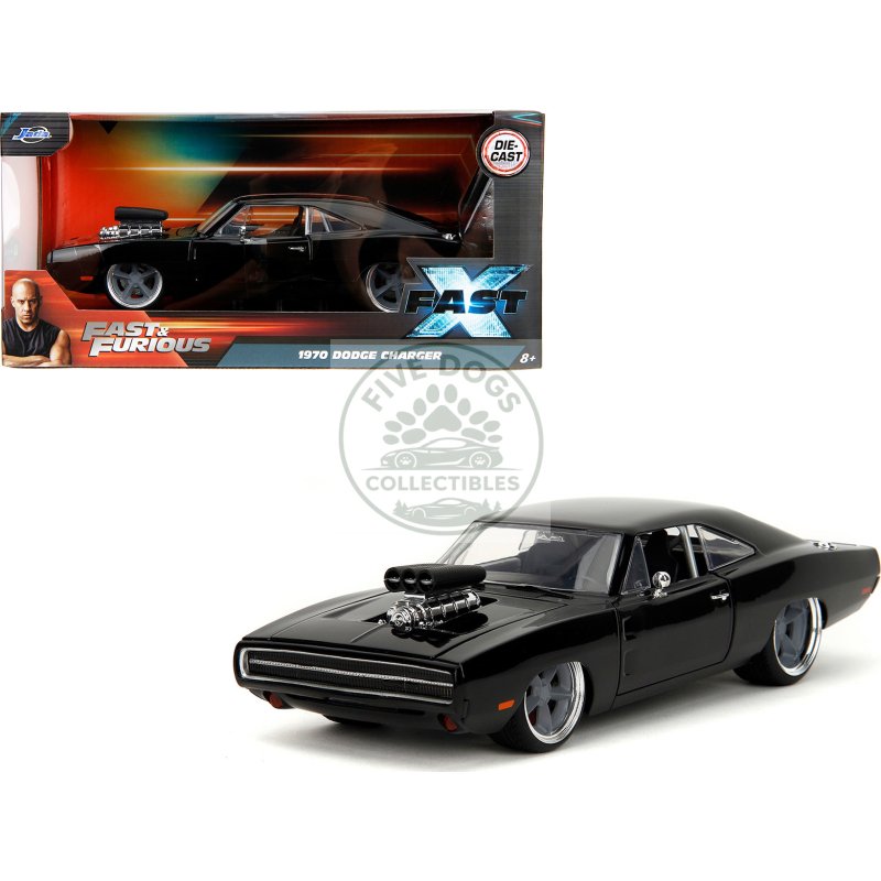 1970 dodge charger r/t black "fast x" (2023) movie "fast & furious" series 1/24 diecast model car by jada