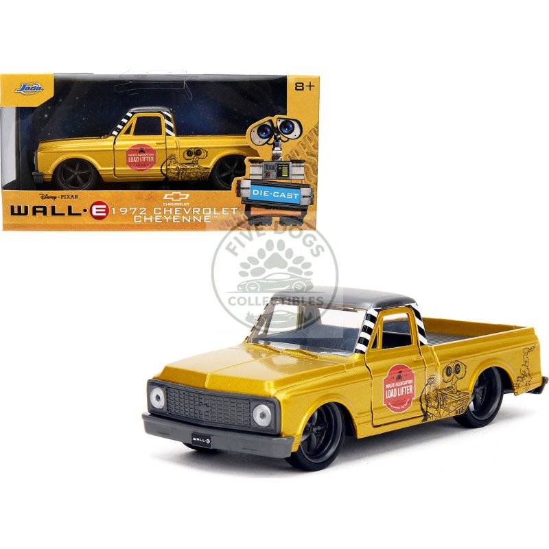 1972 chevrolet cheyenne pickup truck gold metallic with gray top "wall e" (2008) movie "hollywood rides" series 1/32 diecast model car by jada