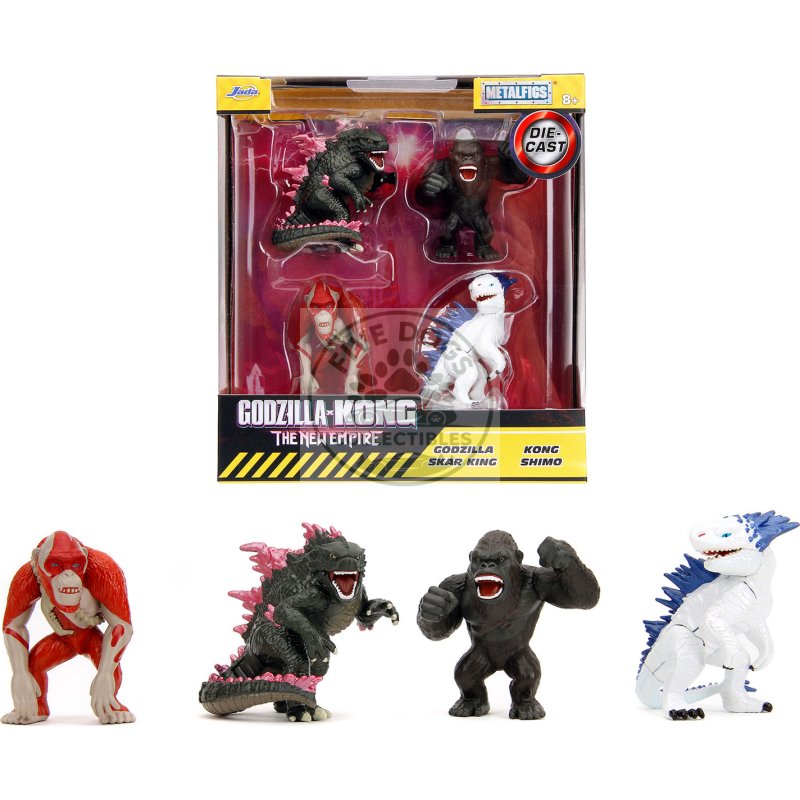 set of 4 diecast figures "godzilla x kong: the new empire" (2024) movie "metalfigs" series diecast models by jada