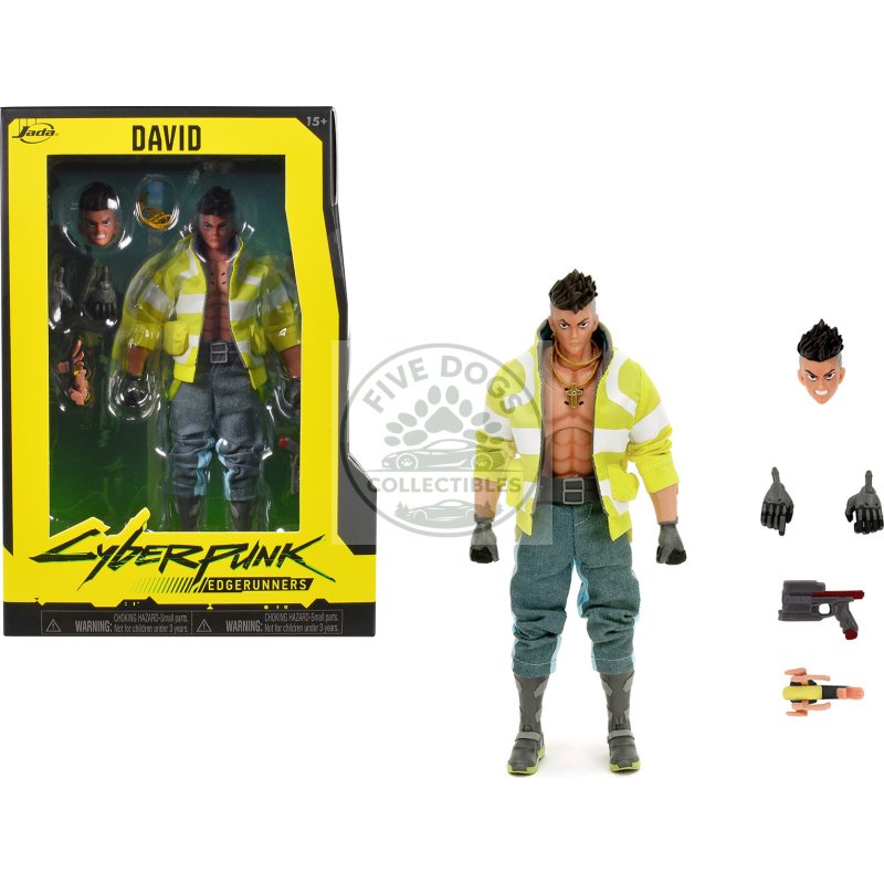 david martinez 6" moveable figure with accessories and alternate head and hands "cyberpunk: edgerunners" (2022) tv series model by jada