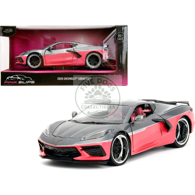 2020 chevrolet corvette gray metallic and pink "pink slips" series 1/24 diecast model car by jada