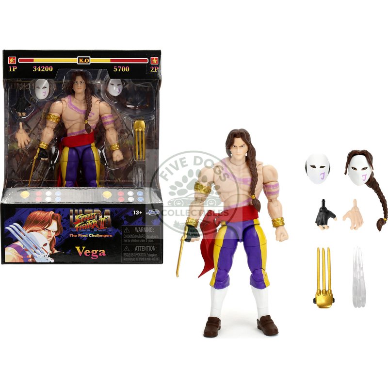 vega 6" moveable figure with alternate head and limbs "ultra street fighter ii: the final challengers" (2017) video game model by jada