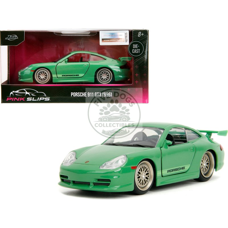 porsche 911 gt3 (996) green "pink slips" series 1/32 diecast model car by jada