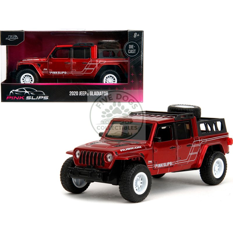 2020 jeep gladiator pickup truck candy red "pink slips" series 1/32 diecast model car by jada