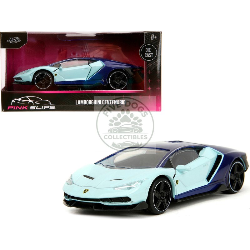 lamborghini centenario light blue and purple "pink slips" series 1/32 diecast model car by jada