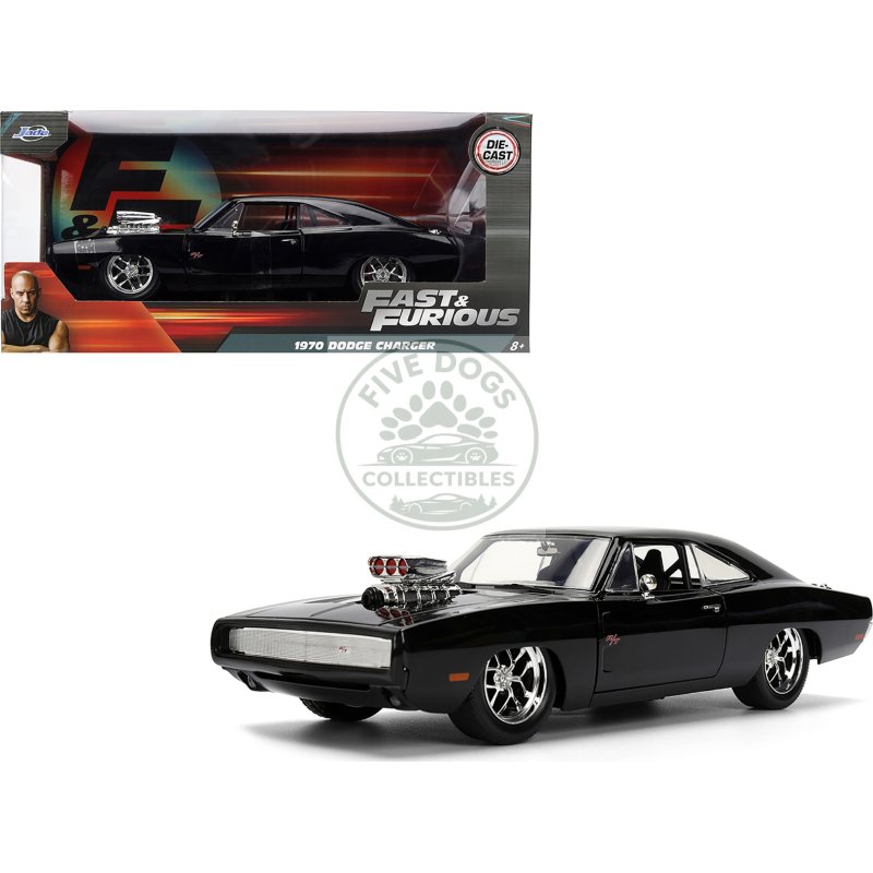1970 dodge charger r/t black "furious 7" (2015) movie "fast & furious" series 1/24 diecast model car by jada
