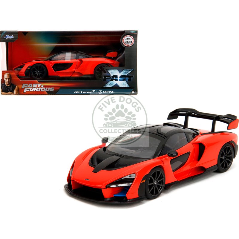 mclaren senna red and black "fast x" (2023) movie "fast & furious" series 1/24 diecast model car by jada
