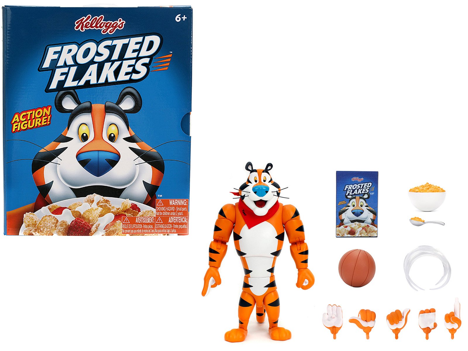 tony the tiger 6.75" moveable figure with alternate hands and accessories "kellogg's frosted flakes" model by jada tony the tiger 6.75" moveable figure with alternate hands and accessories "kellogg's frosted flakes" model by jada