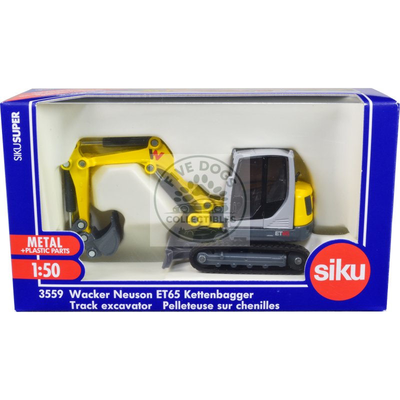 wacker neuson et65 track excavator yellow and gray 1/50 diecast model by siku