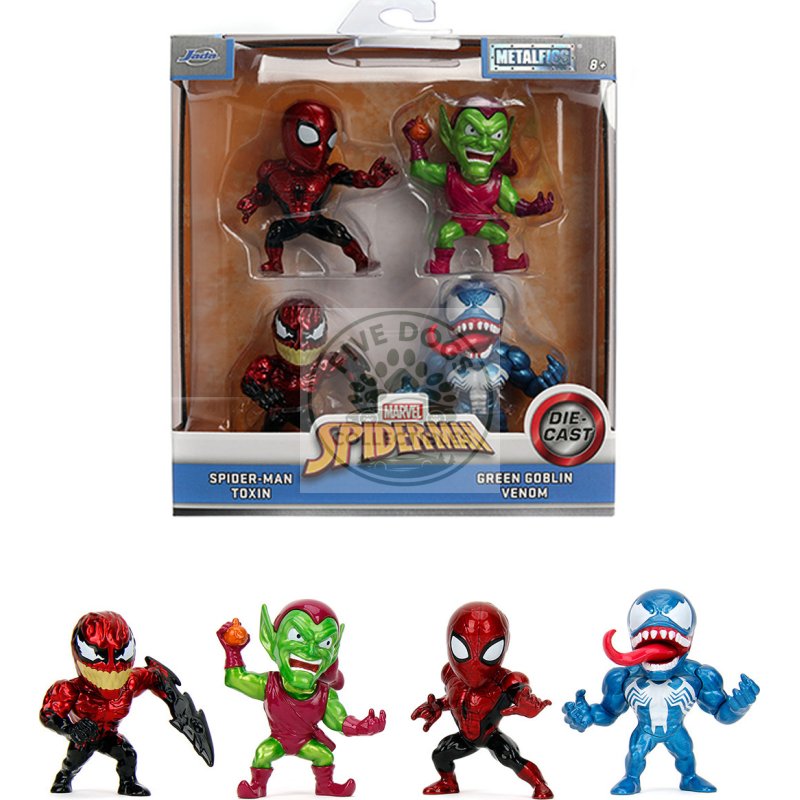 set of 4 diecast figures "spider man" "metalfigs" series diecast models by jada