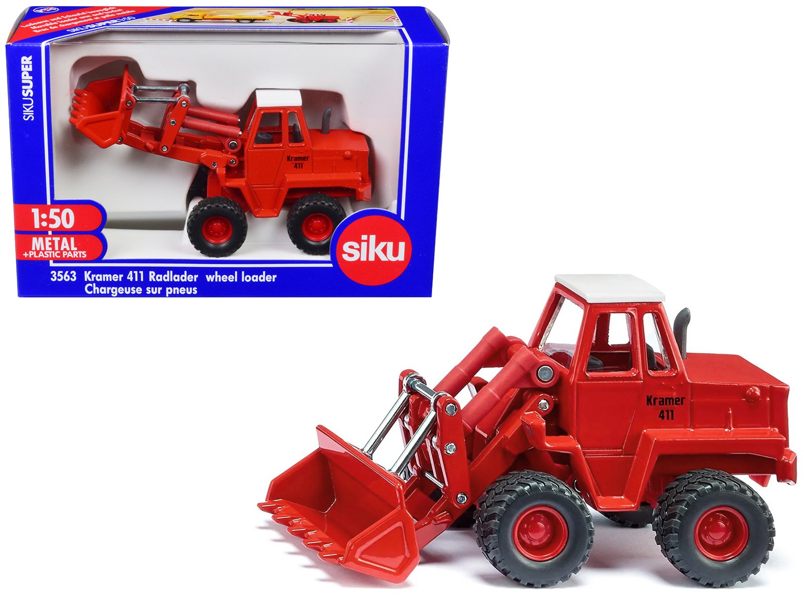 kramer 411 wheel loader red with white top 1/50 diecast model by siku kramer 411 wheel loader red with white top 1/50 diecast model by siku