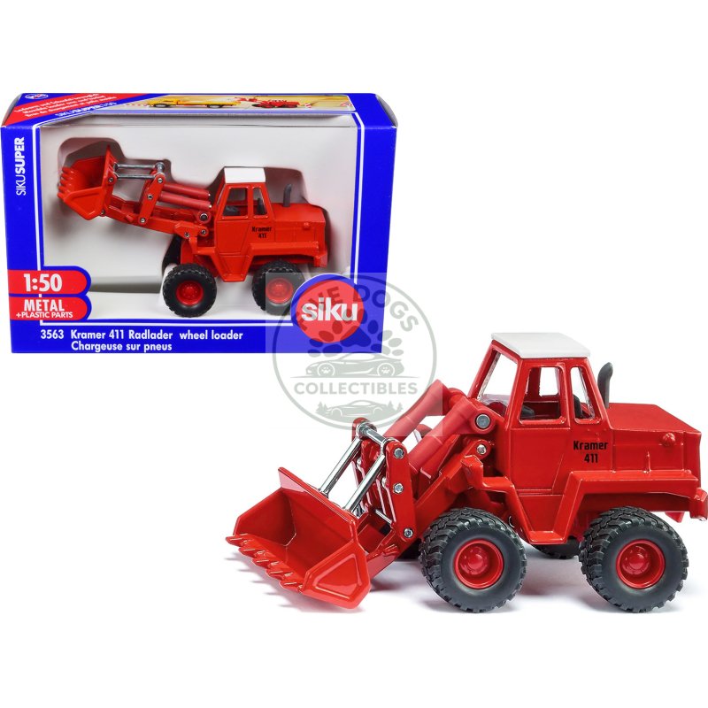 kramer 411 wheel loader red with white top 1/50 diecast model by siku