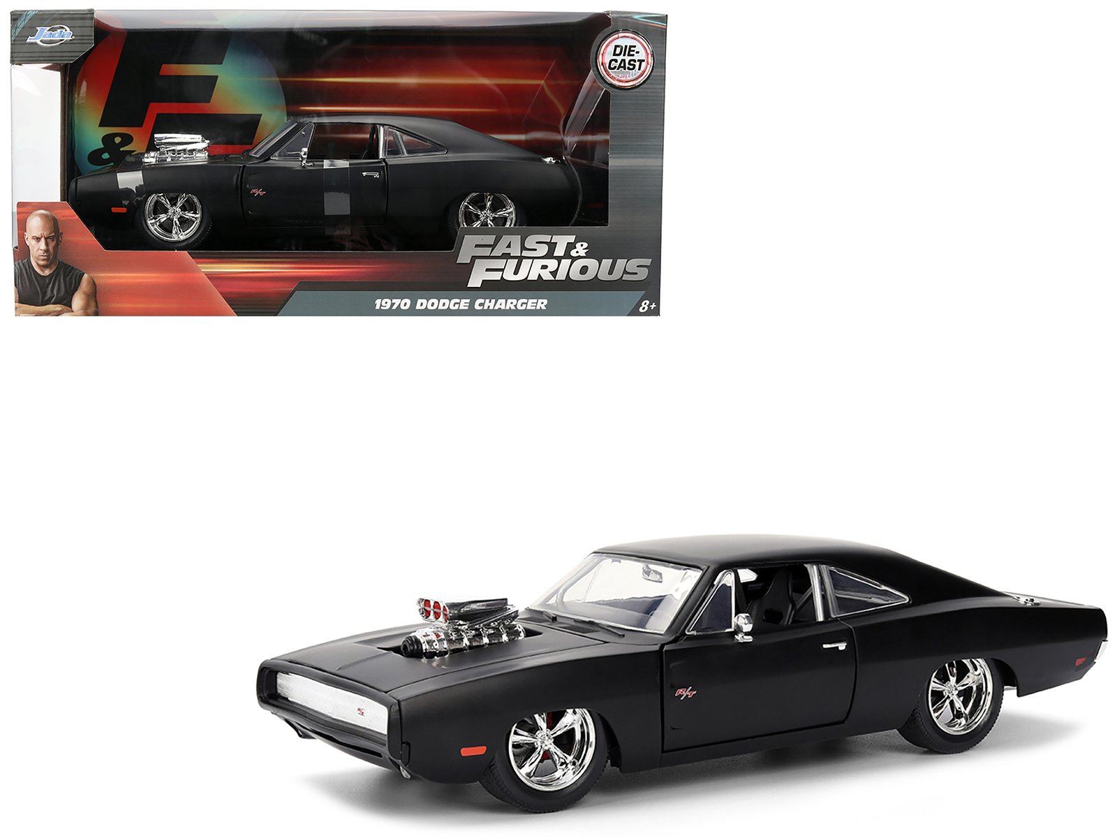 1970 dodge charger r/t matt black "fast & furious" (2009) movie "fast & furious" series 1/24 diecast model car by jada 1970 dodge charger r/t matt black "fast & furious" (2009) movie "fast & furious" series 1/24 diecast model car by jada