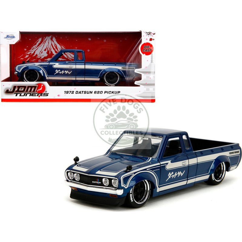 1972 datsun 620 pickup truck blue metallic and cream "jdm tuners" series 1/24 diecast model car by jada