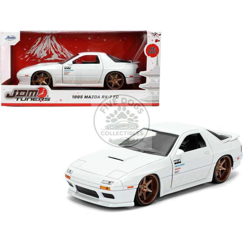 1985 mazda rx 7 white "jdm tuners" series 1/24 diecast model car by jada